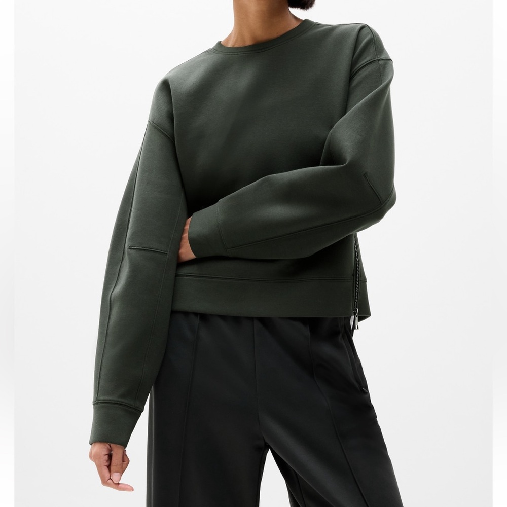 Athleta Dark Green Boxy Crewneck Sweatshirt